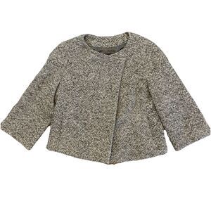 Banana Republic Gray Tweed Moto Blazer Jacket Wool Blend Career Swing Small